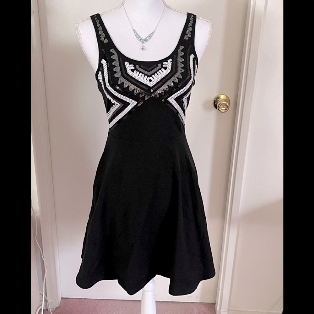 Black tank dress with sequins